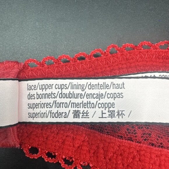 Victorias Secret Dream Angels Red Lace Lined Demi Underwire Bra Sz 34C - Picture 10 of 14